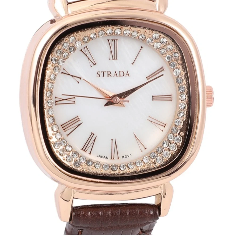 Brown Watch with White Austrian Crystals